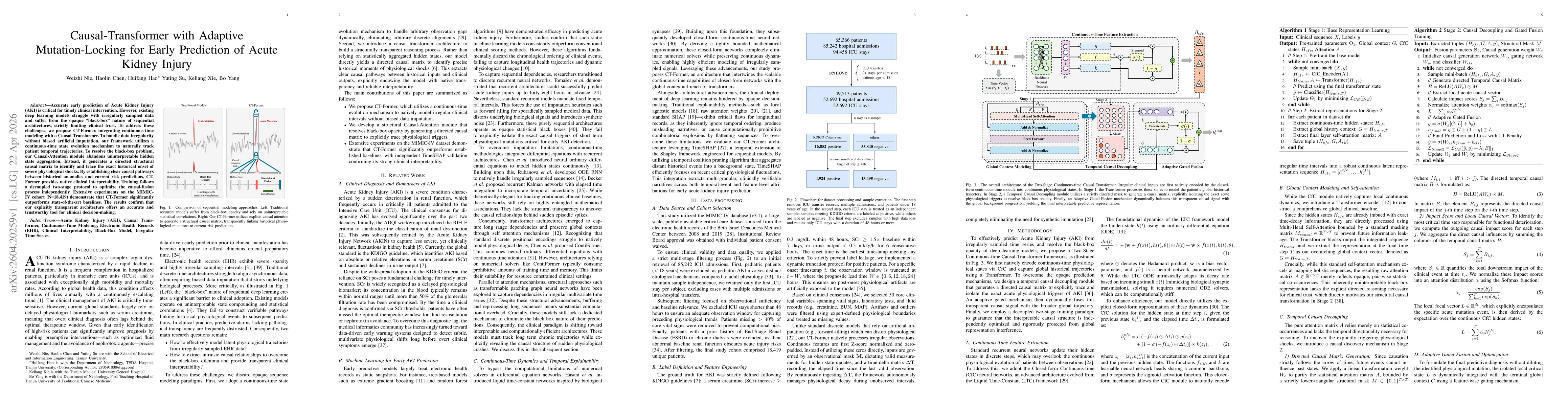 Thumbnail for Causal-Transformer with Adaptive Mutation-Locking for Early Prediction of Acute Kidney Injury