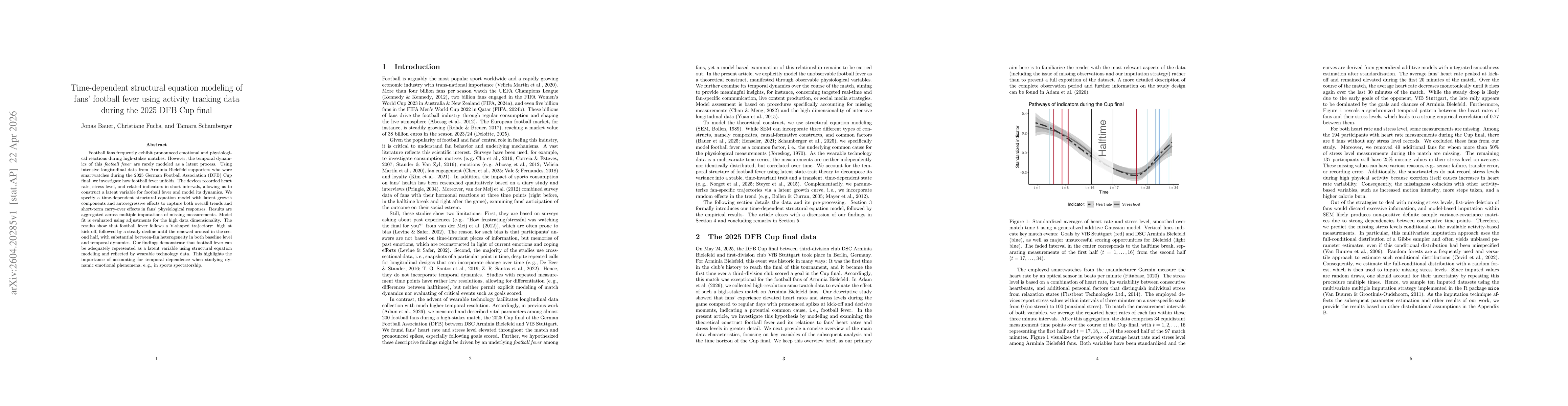 Thumbnail for Time-dependent structural equation modeling of fans' football fever using activity tracking data during the 2025 DFB Cup final