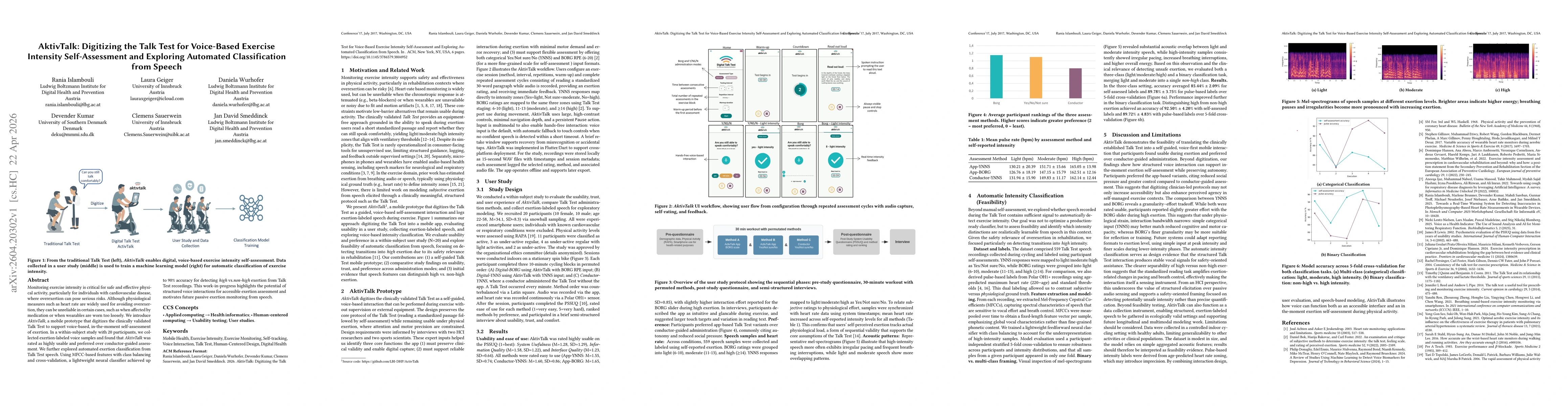 Thumbnail for AktivTalk: Digitizing the Talk Test for Voice-Based Exercise Intensity Self-Assessment and Exploring Automated Classification from Speech