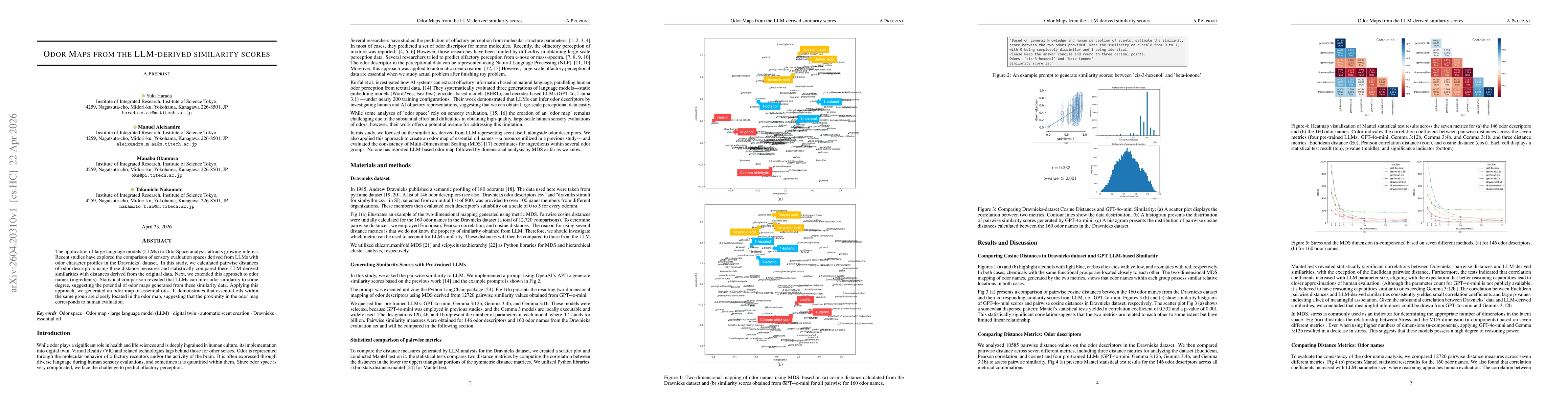 Thumbnail for Odor Maps from the LLM-derived similarity scores