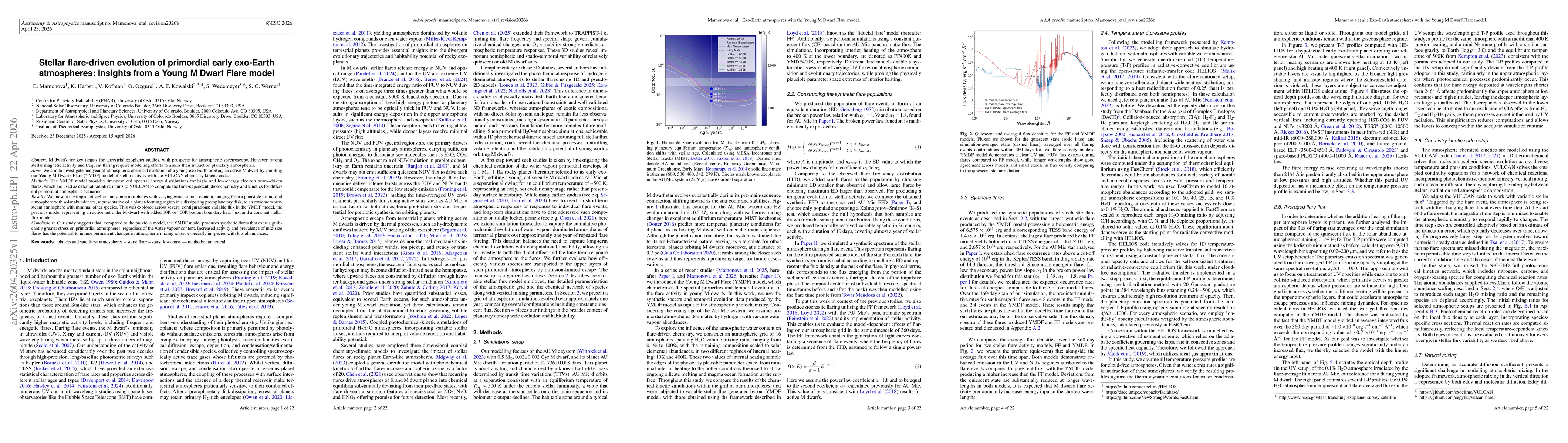 Thumbnail for Stellar flare-driven evolution of primordial early exo-Earth atmospheres: Insights from a Young M Dwarf Flare model