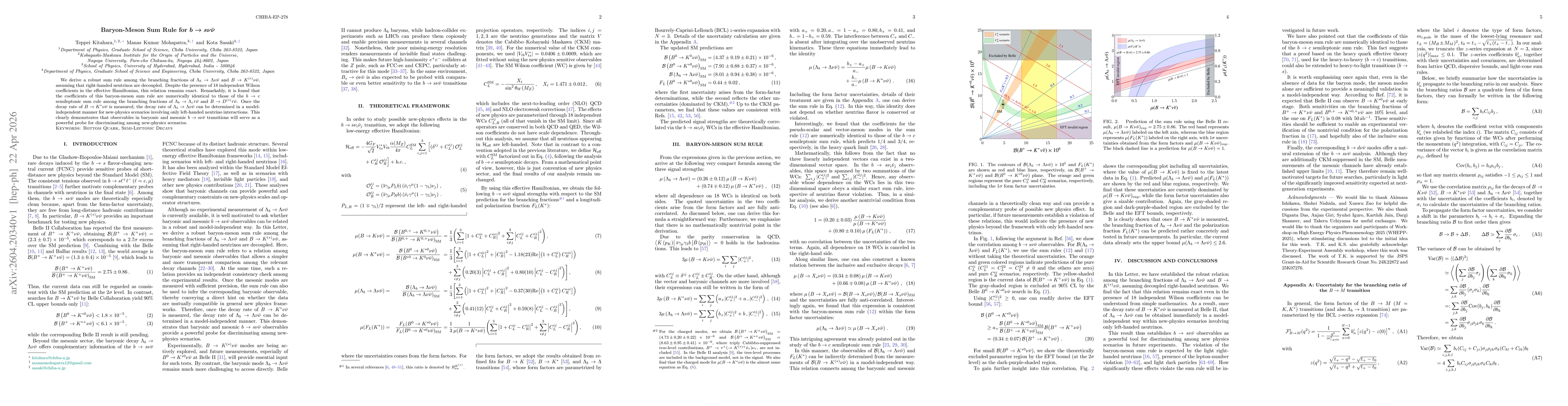 Thumbnail for Baryon-Meson Sum Rule for $b \to s ν\barν$