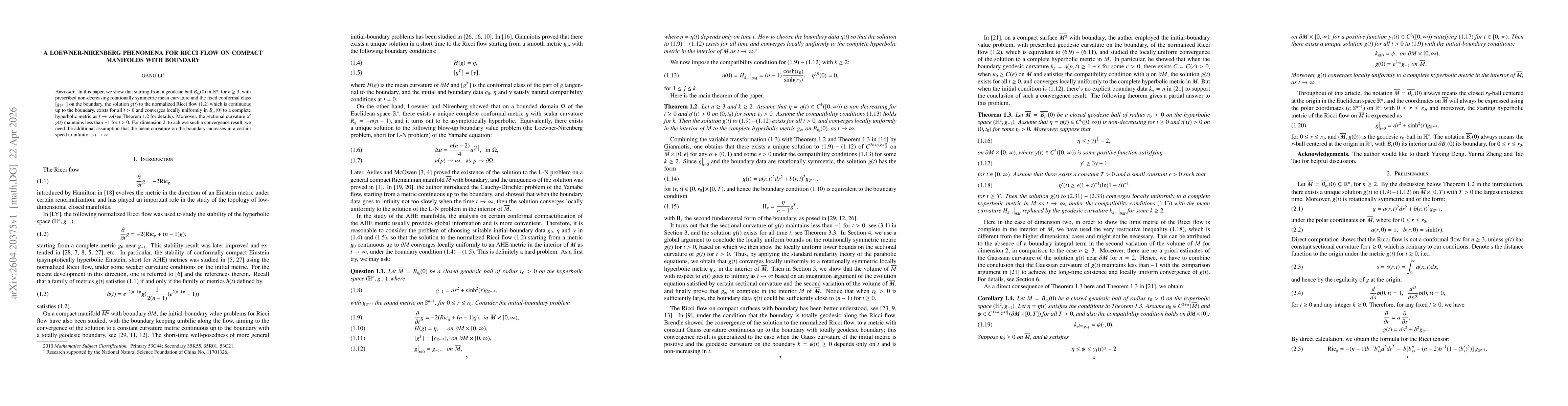 Thumbnail for A Loewner-Nirenberg phenomena for Ricci flow on compact manifolds with boundary