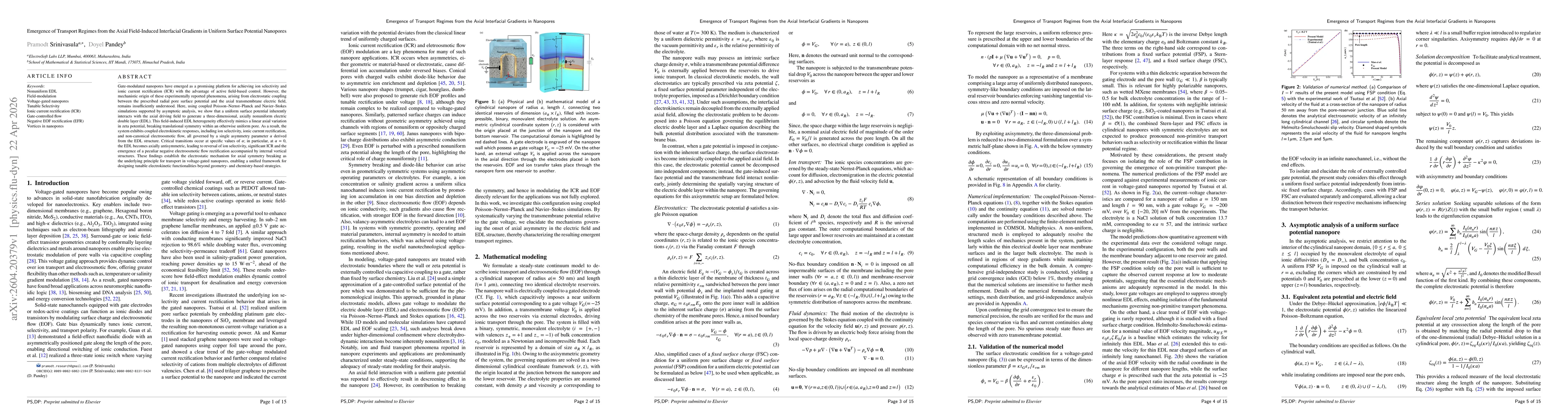 Thumbnail for Emergence of Transport Regimes from the Axial Field-Induced Interfacial Gradients in Uniform Surface Potential Nanopores