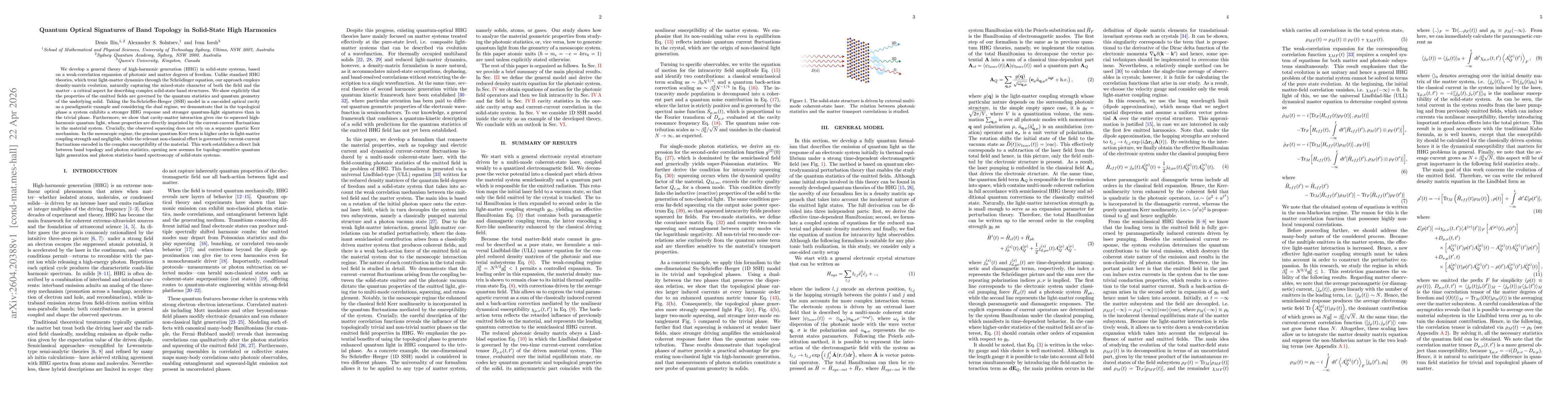 Thumbnail for Quantum Optical Signatures of Band Topology in Solid-State High Harmonics