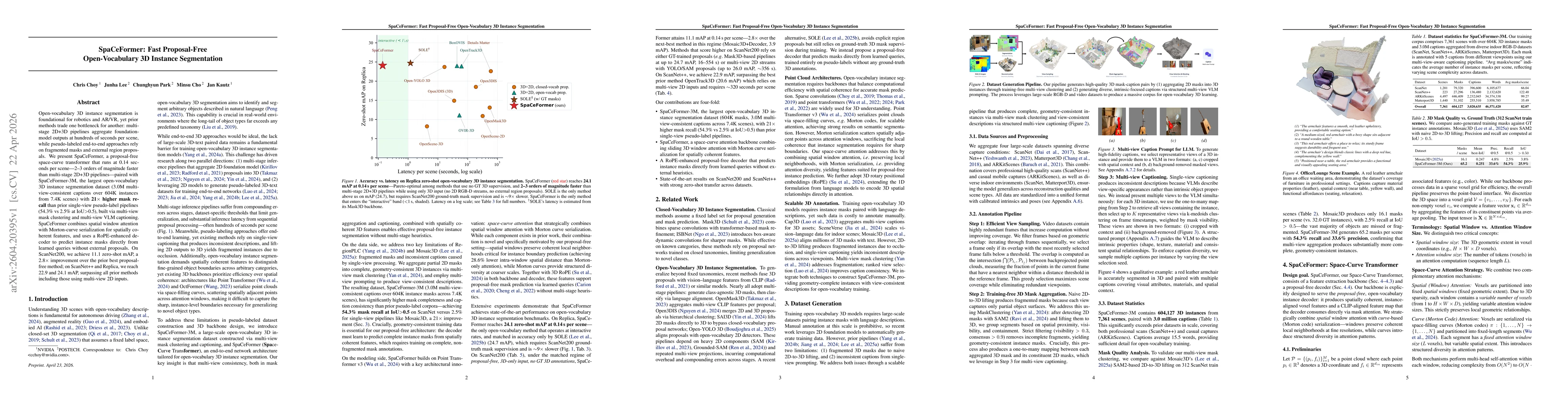 Thumbnail for SpaCeFormer: Fast Proposal-Free Open-Vocabulary 3D Instance Segmentation