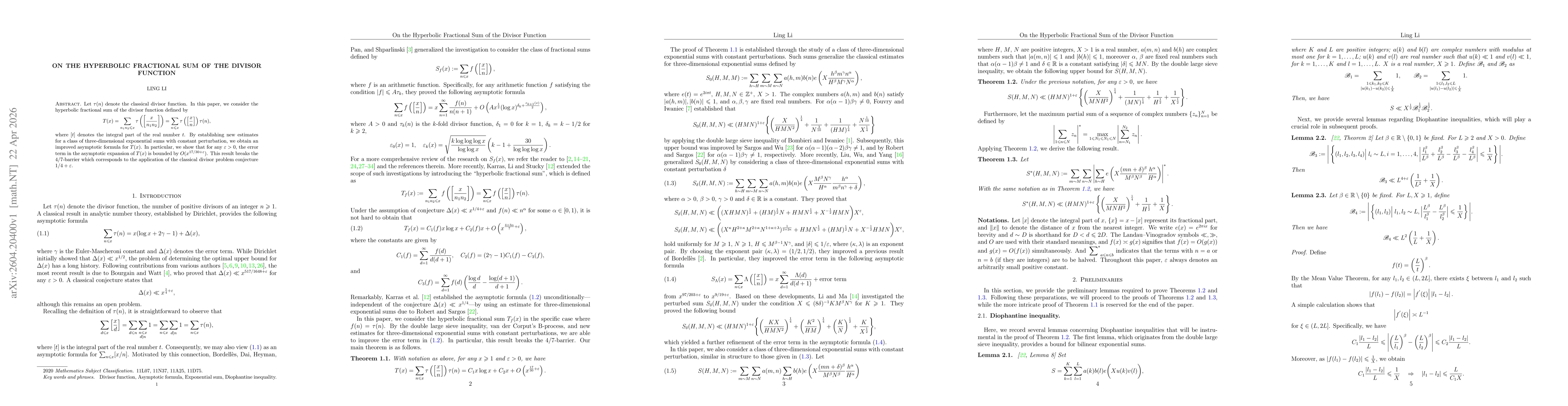 Thumbnail for On the Hyperbolic Fractional Sum of the Divisor Function