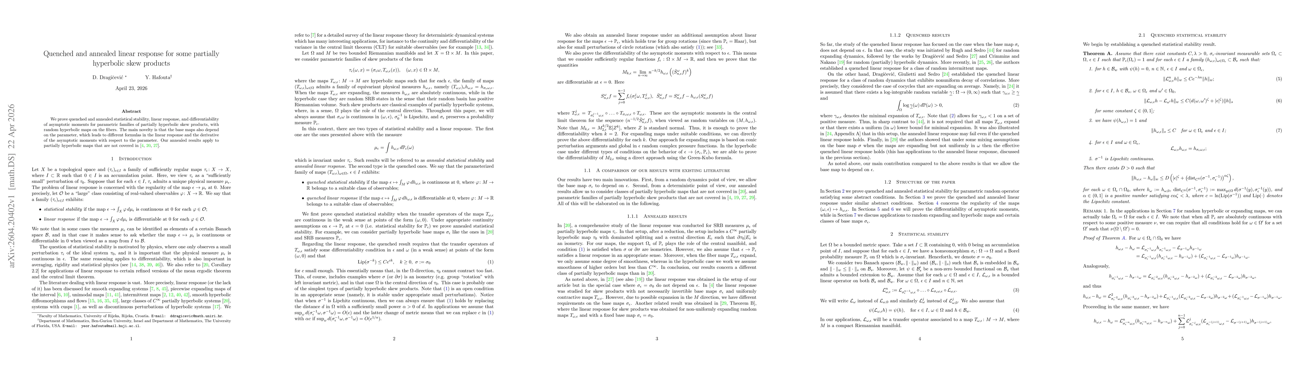Thumbnail for Quenched and annealed linear response for some partially hyperbolic skew products