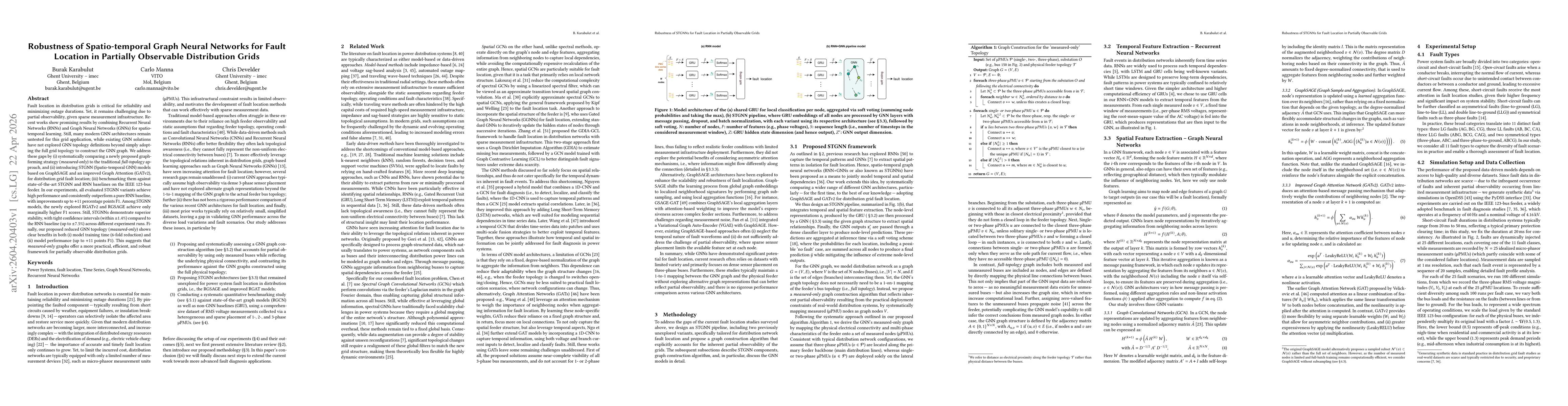 Thumbnail for Robustness of Spatio-temporal Graph Neural Networks for Fault Location in Partially Observable Distribution Grids