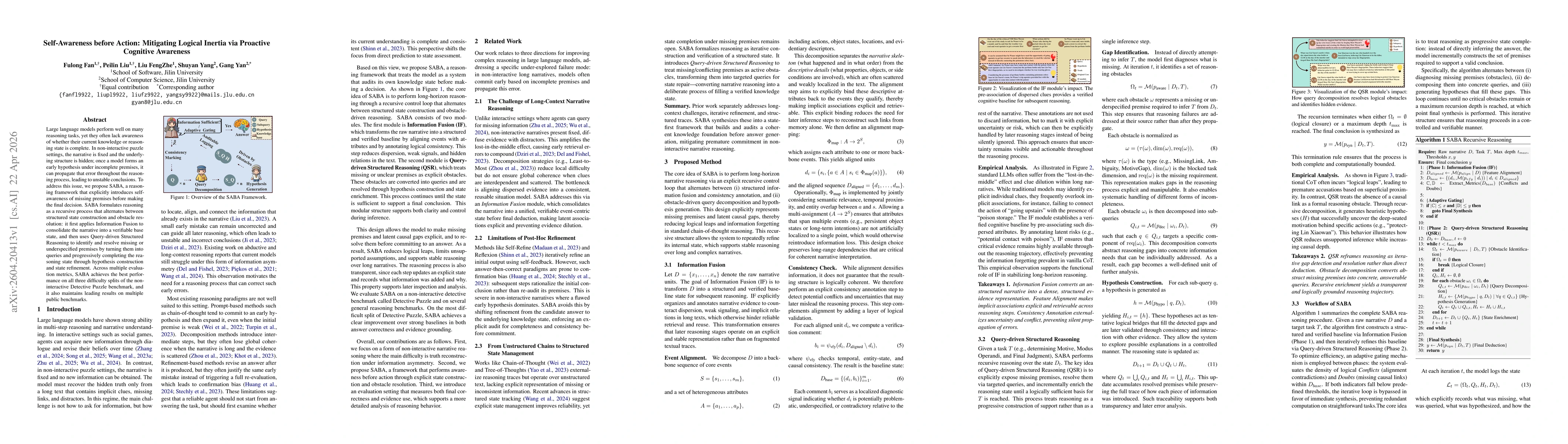 Thumbnail for Self-Awareness before Action: Mitigating Logical Inertia via Proactive Cognitive Awareness