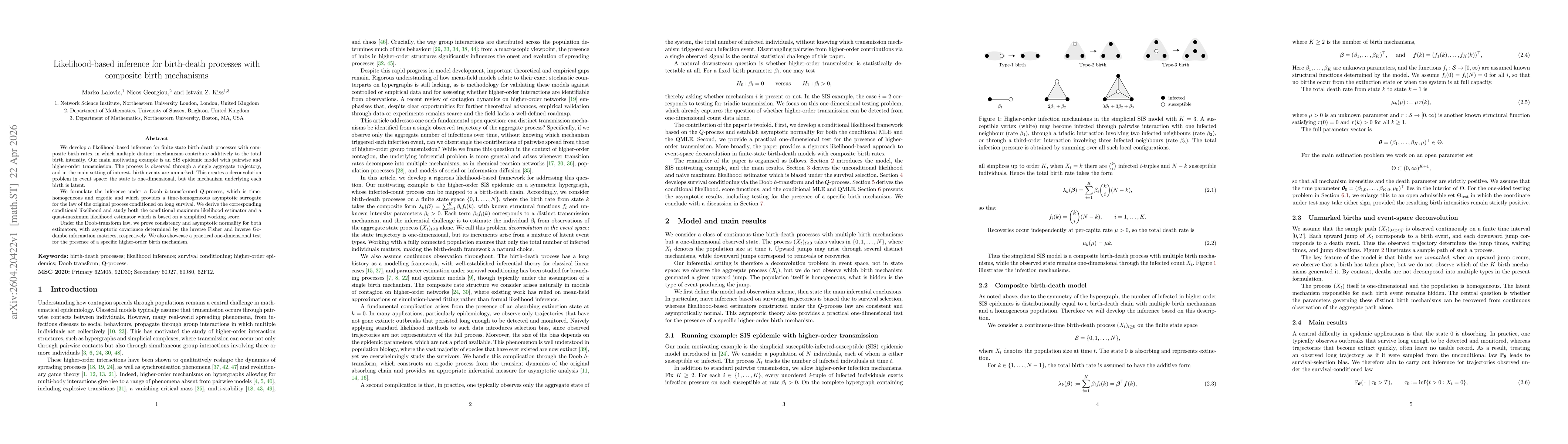 Thumbnail for Likelihood-based inference for birth-death processes with composite birth mechanisms