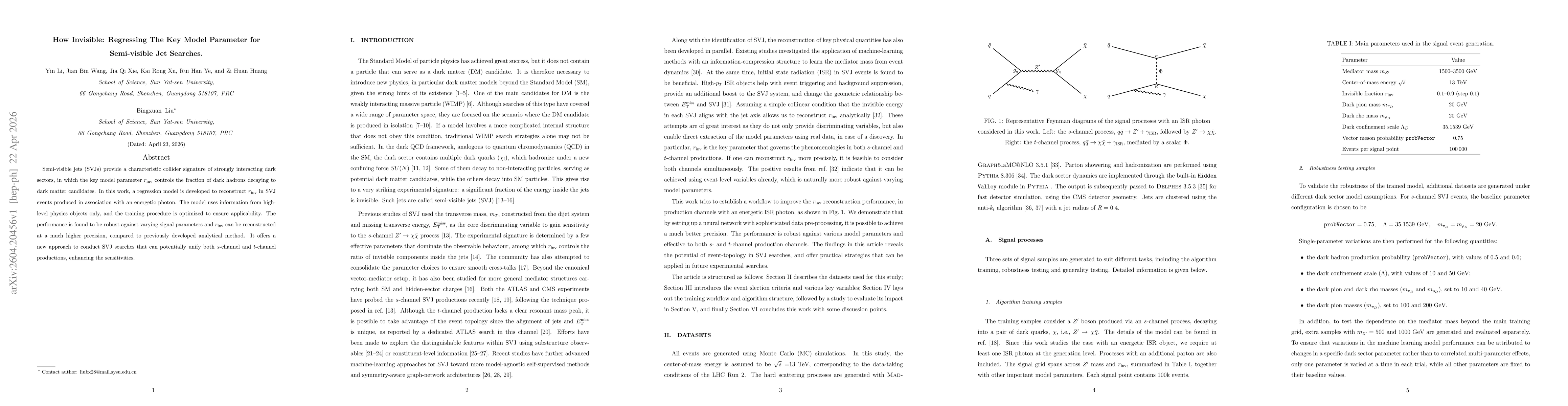 Thumbnail for How Invisible: Regressing The Key Model Parameter for Semi-visible Jet Searches