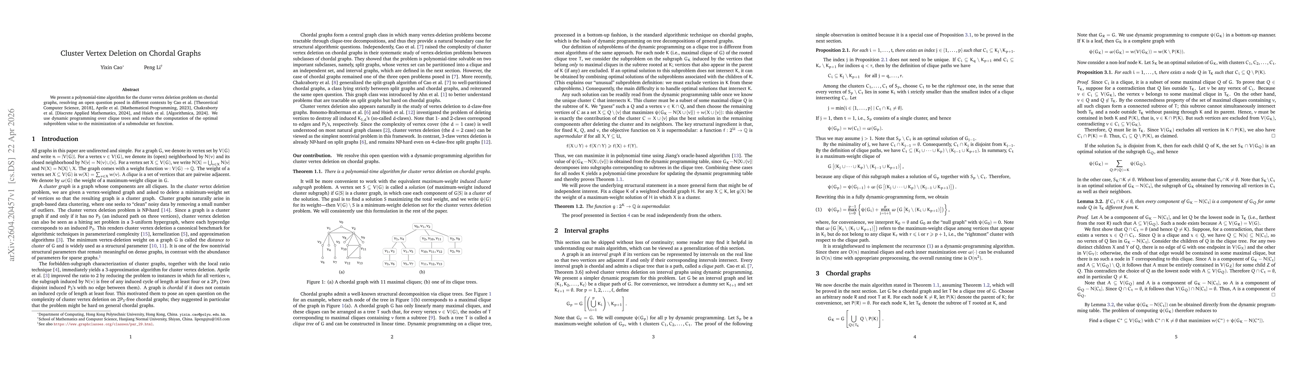 Thumbnail for Cluster Vertex Deletion on Chordal Graphs