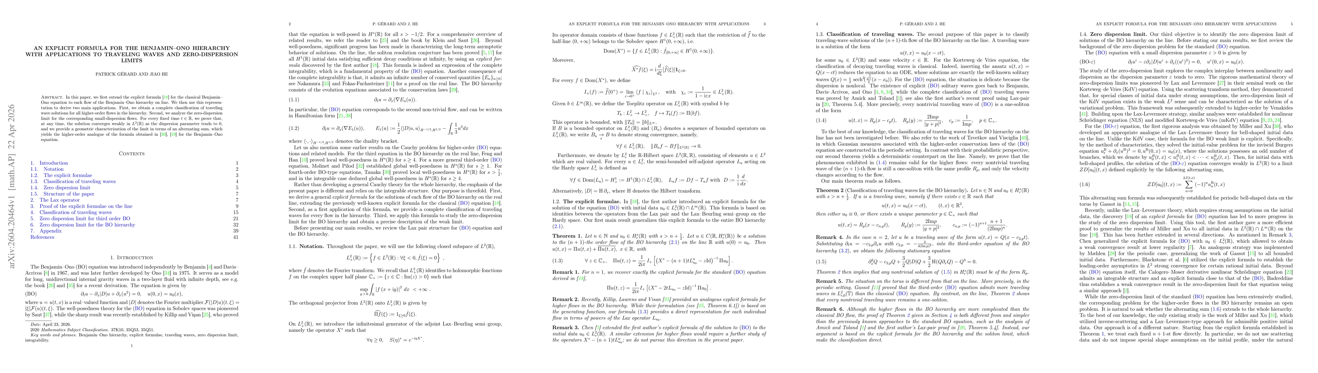 Thumbnail for An Explicit Formula for the Benjamin-Ono Hierarchy with Applications to Traveling Waves and Zero-Dispersion Limits