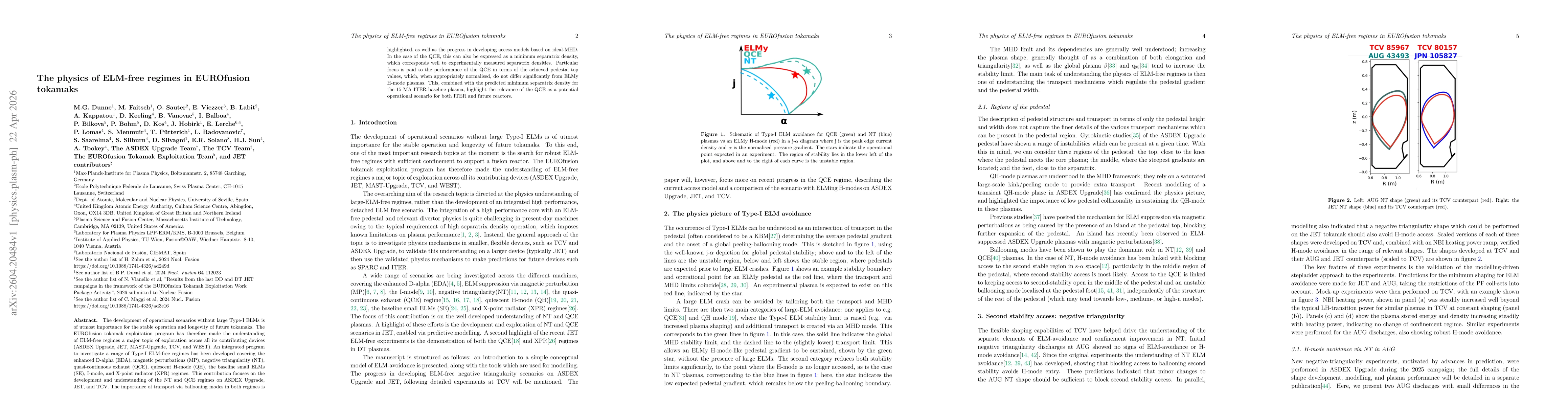 Thumbnail for The physics of ELM-free regimes in EUROfusion tokamaks