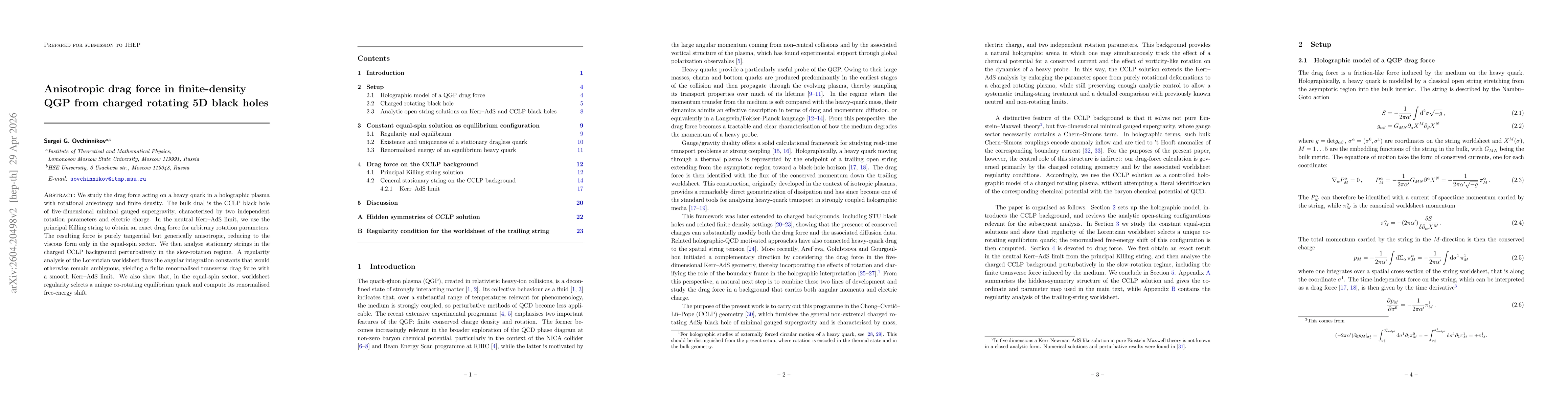 Thumbnail for Anisotropic drag force in finite-density QGP from charged rotating 5D black holes