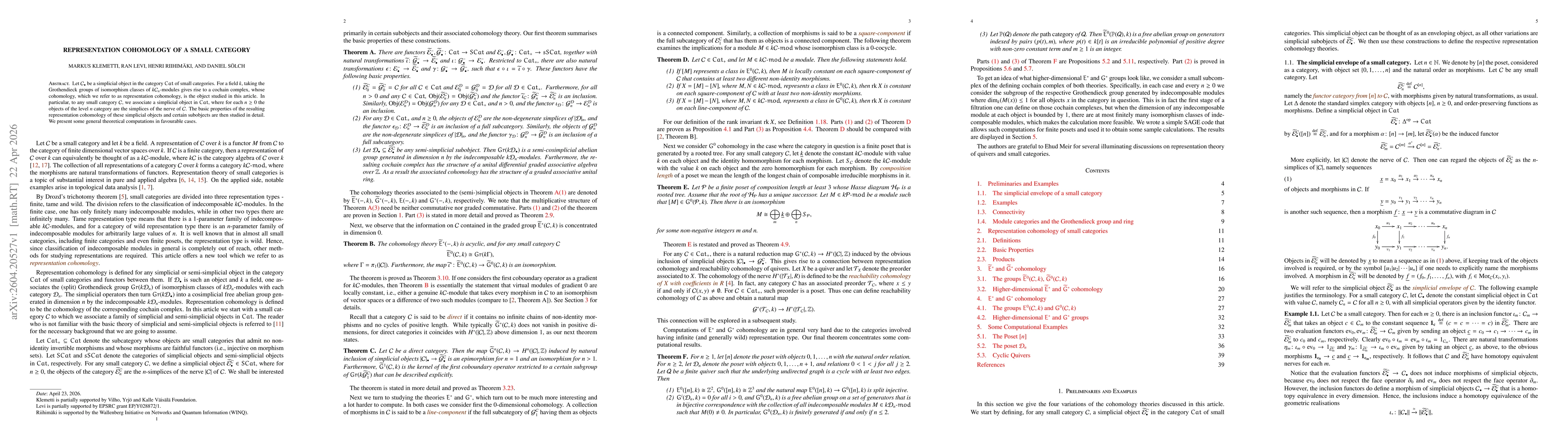 Thumbnail for Representation Cohomology of a Small Category