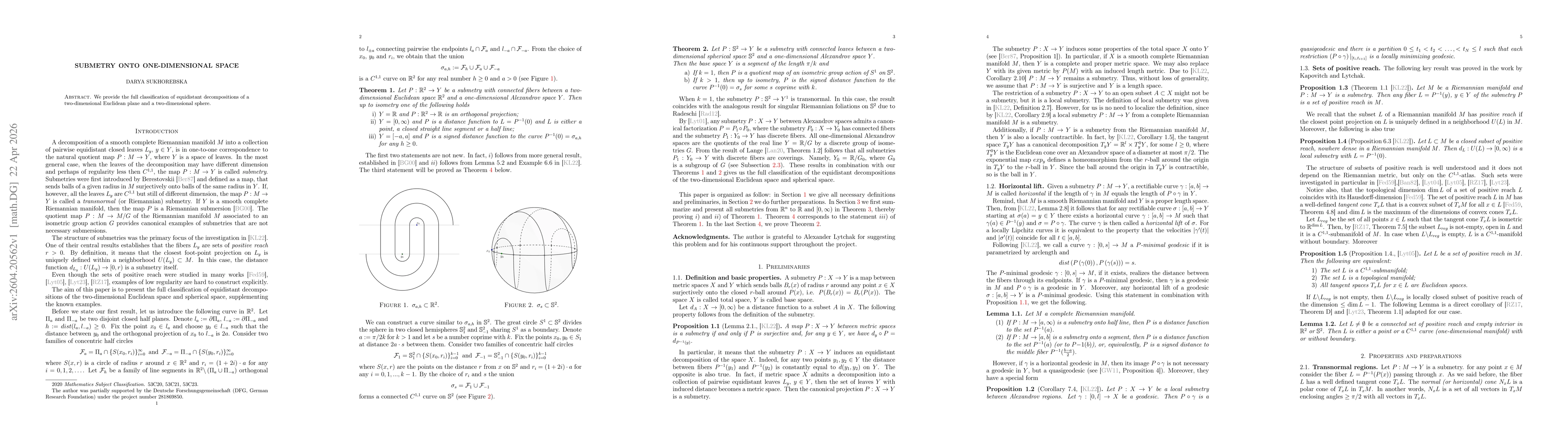 Thumbnail for Submetry onto one-dimensional space