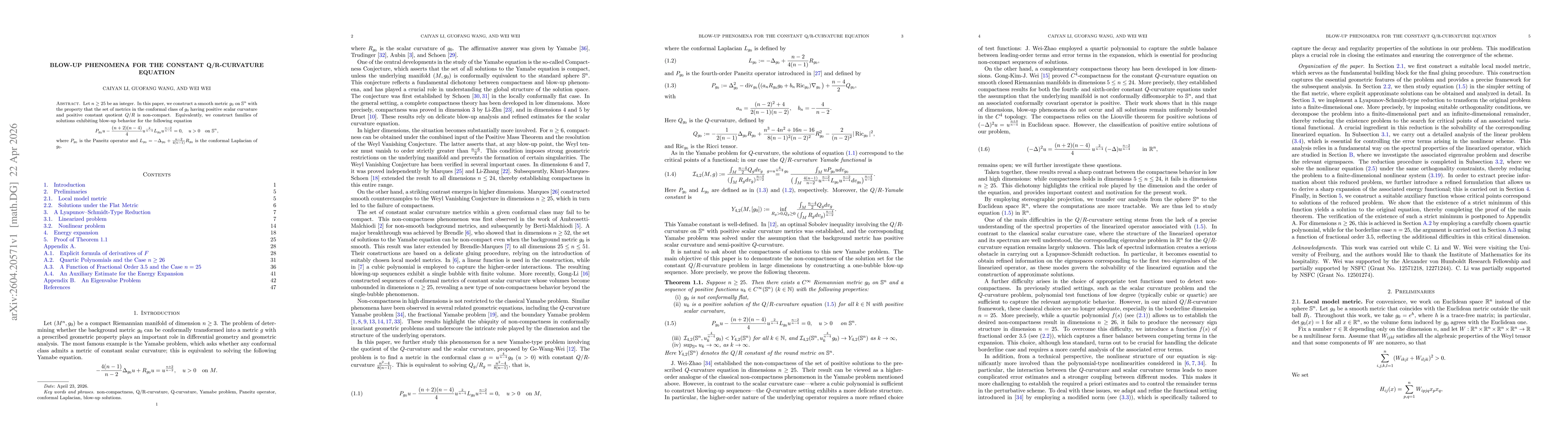 Thumbnail for Blow-up phenomena for the constant Q/R-curvature equation