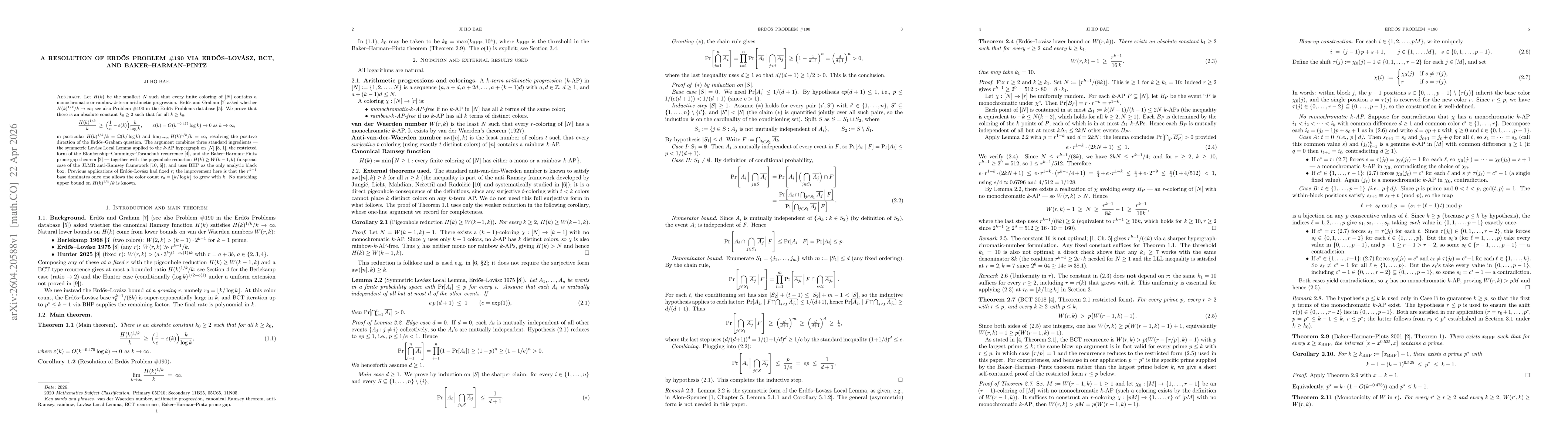 Thumbnail for A resolution of Erdős Problem #190 via Erdős-Lovász, BCT, and Baker-Harman-Pintz