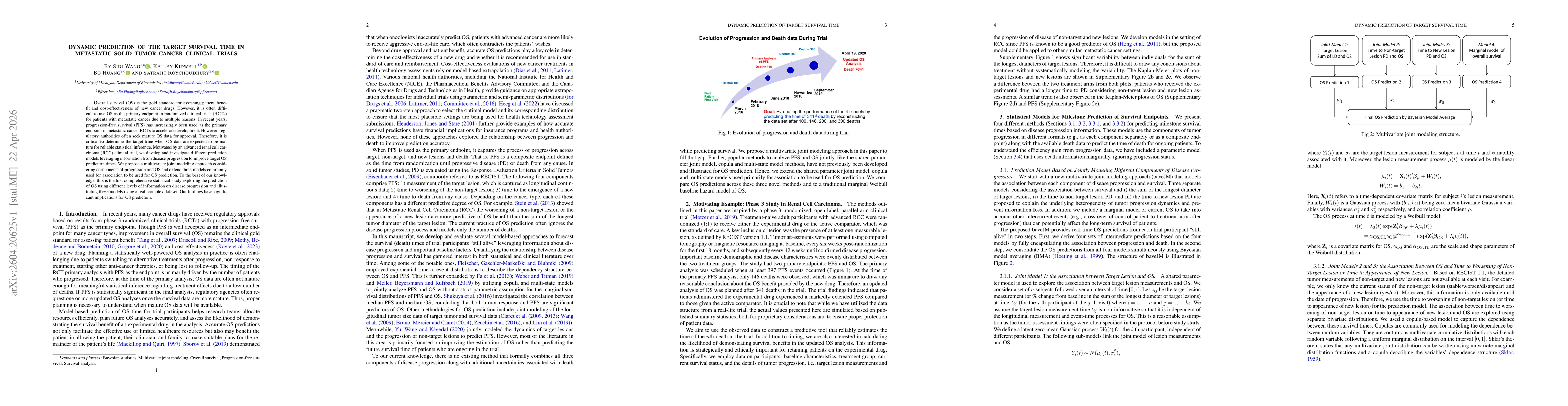 Thumbnail for Dynamic Prediction of the Target Survival Time in Metastatic Solid Tumor Cancer Clinical Trials