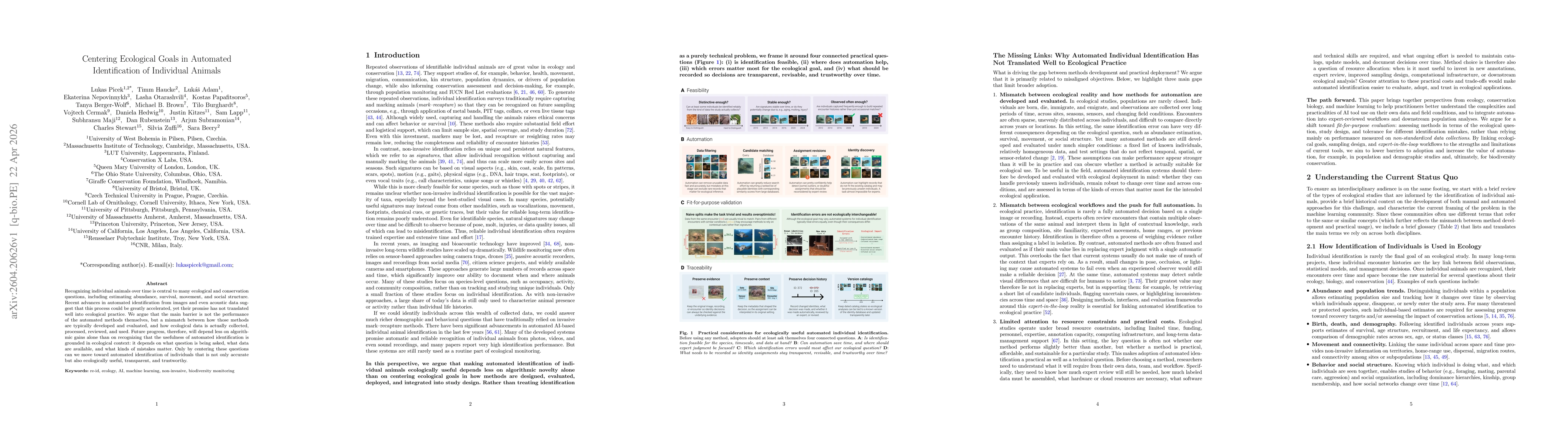 Thumbnail for Centering Ecological Goals in Automated Identification of Individual Animals