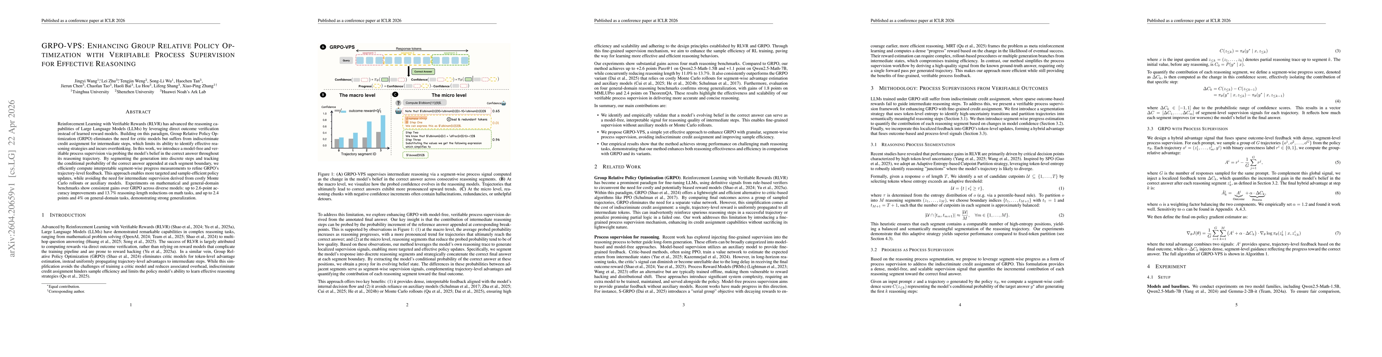 Thumbnail for GRPO-VPS: Enhancing Group Relative Policy Optimization with Verifiable Process Supervision for Effective Reasoning