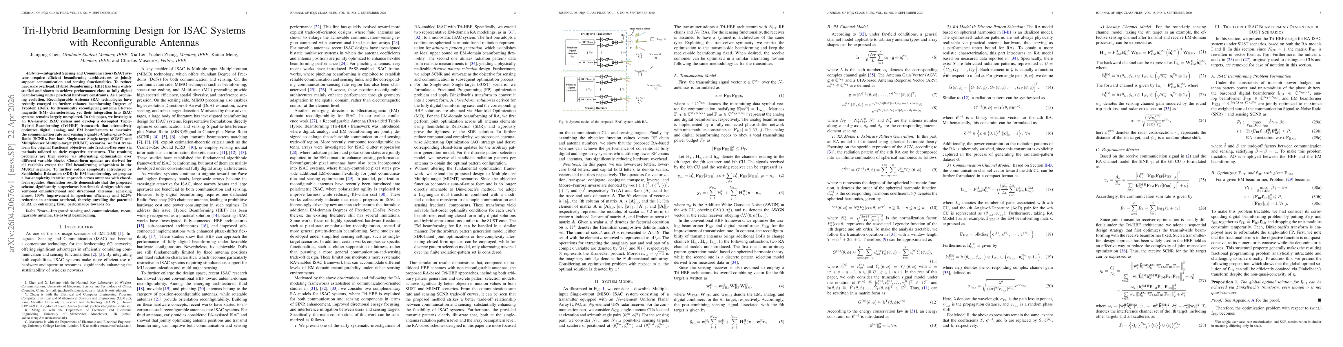 Thumbnail for Tri-Hybrid Beamforming Design for ISAC Systems with Reconfigurable Antennas