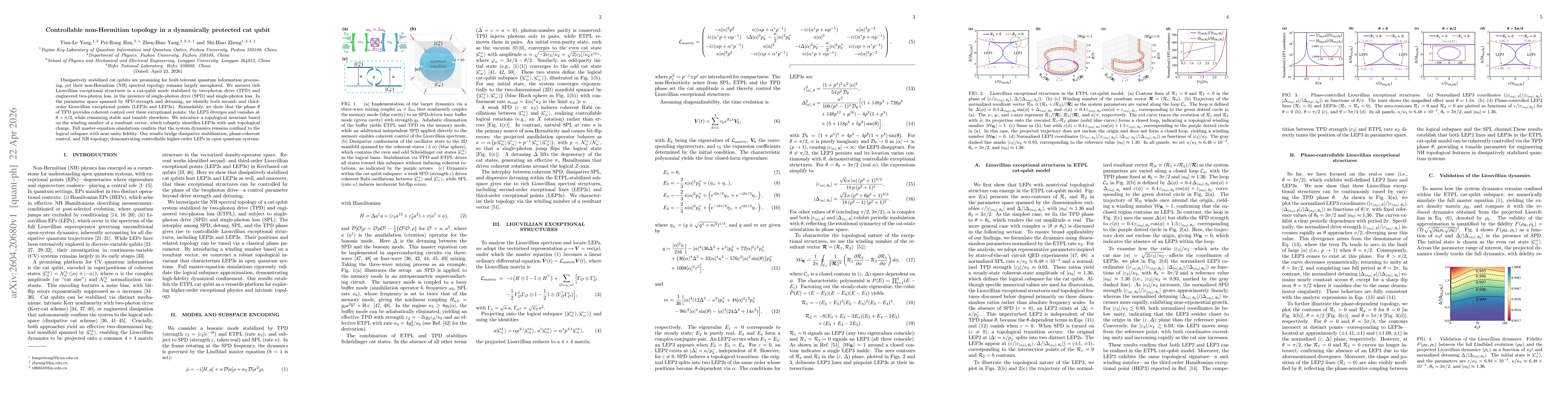 Thumbnail for Controllable non-Hermitian topology in a dynamically protected cat qubit