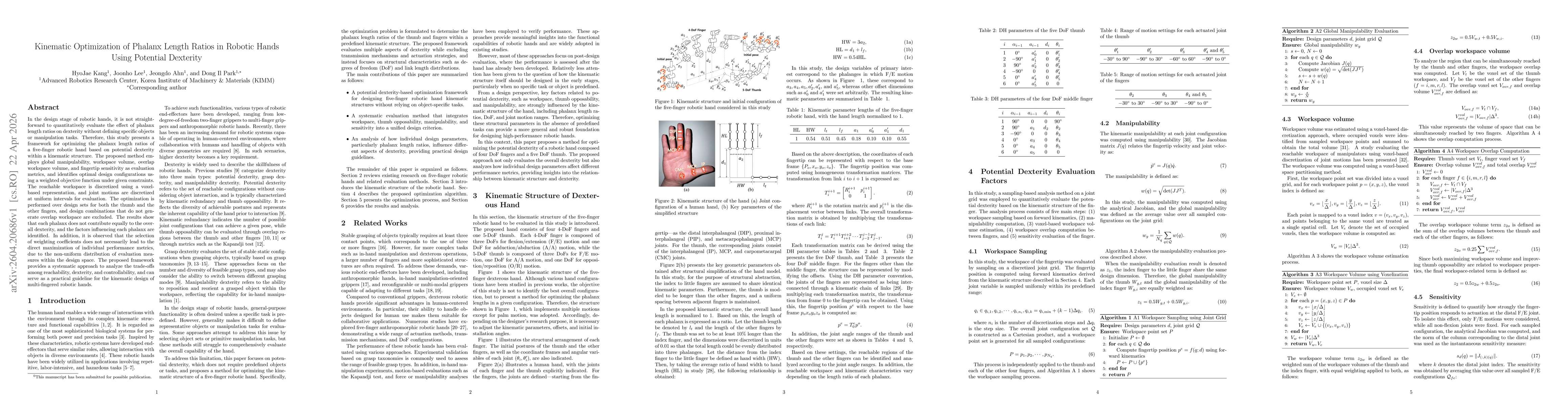 Thumbnail for Kinematic Optimization of Phalanx Length Ratios in Robotic Hands Using Potential Dexterity