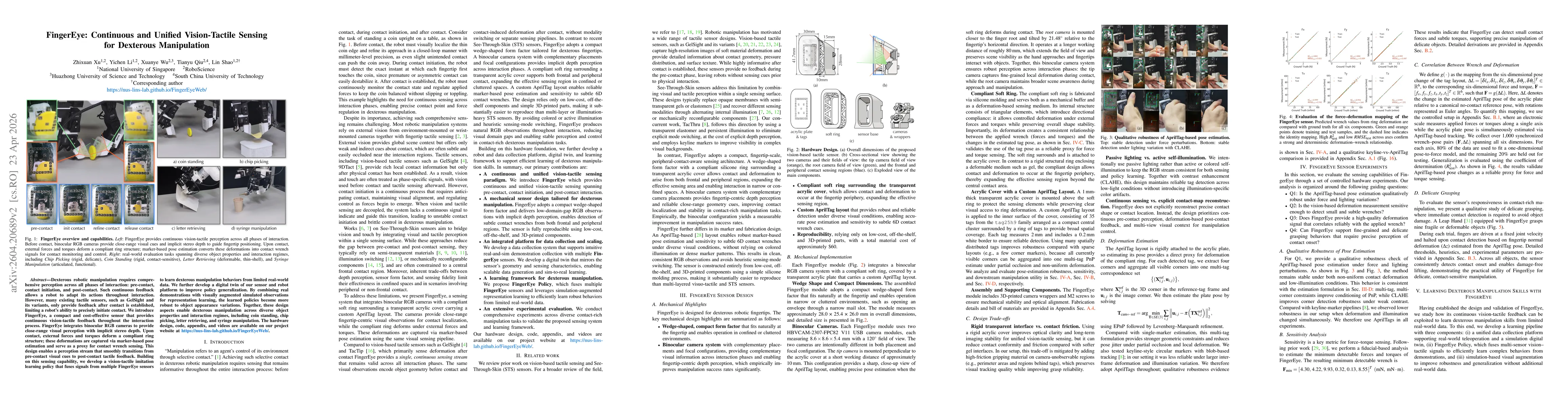 Thumbnail for FingerEye: Continuous and Unified Vision-Tactile Sensing for Dexterous Manipulation