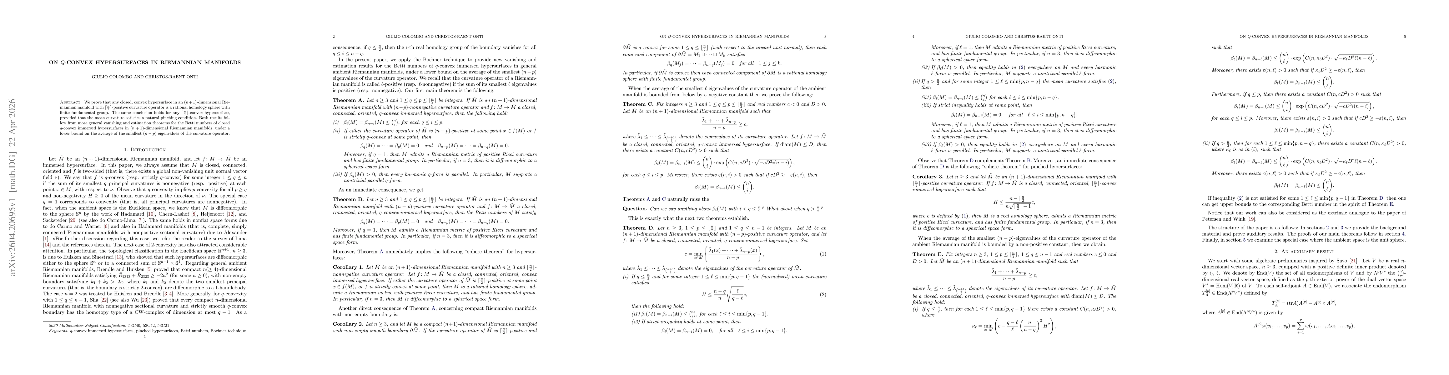 Thumbnail for On $q$-convex hypersurfaces in Riemannian manifolds