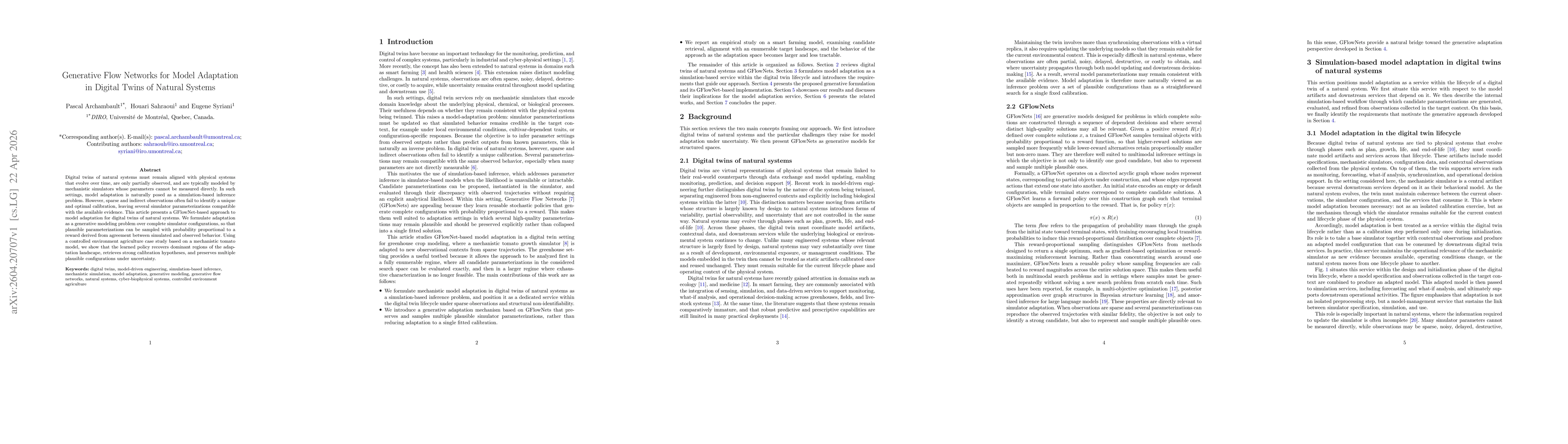 Thumbnail for Generative Flow Networks for Model Adaptation in Digital Twins of Natural Systems