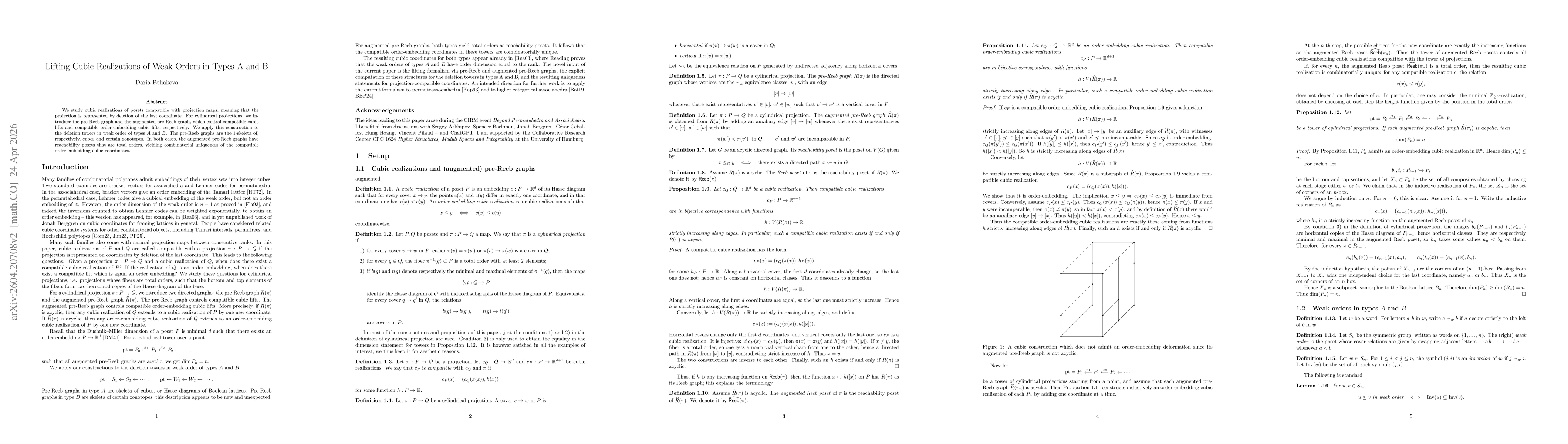 Thumbnail for Lifting Cubic Realizations of Weak Orders in Types A and B