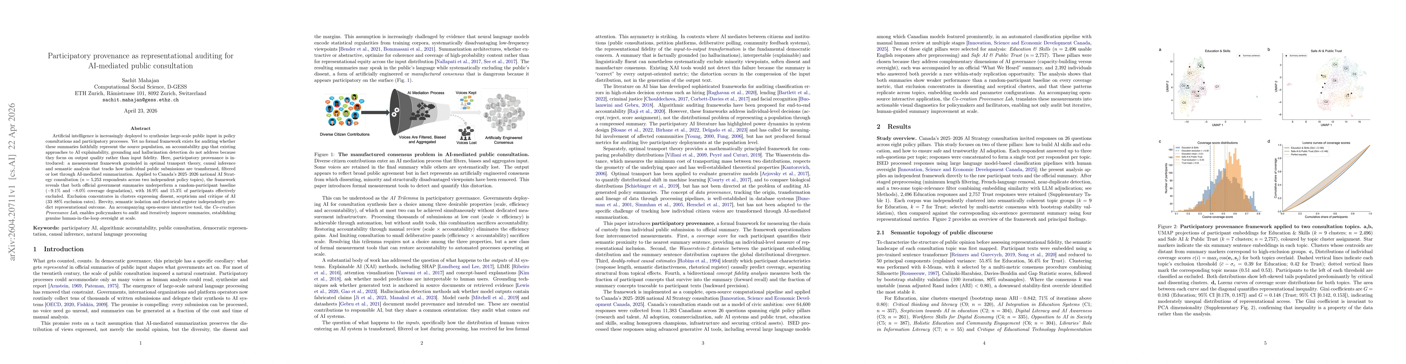 Thumbnail for Participatory provenance as representational auditing for AI-mediated public consultation