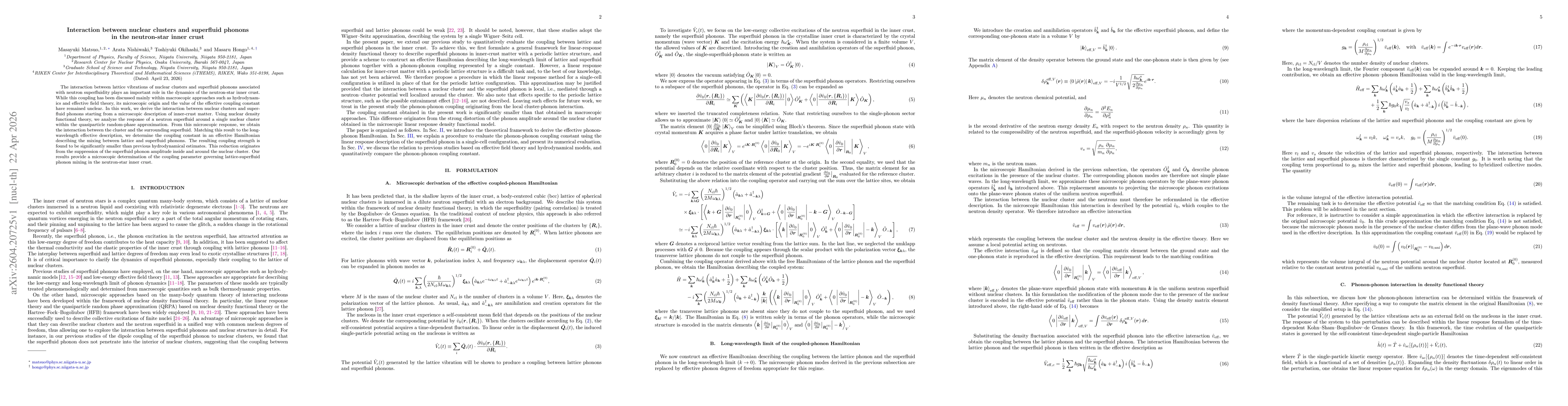 Thumbnail for Interaction between nuclear clusters and superfluid phonons in the neutron-star inner crust