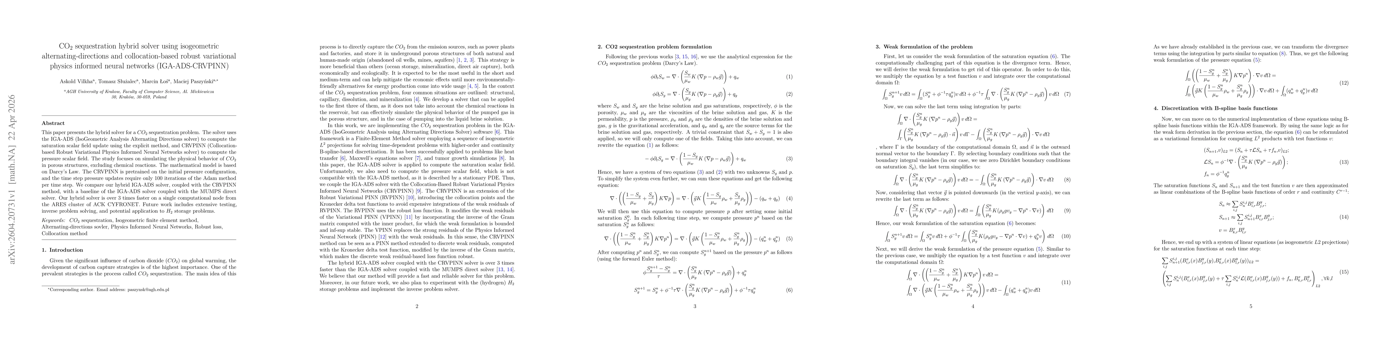 Thumbnail for CO$_2$ sequestration hybrid solver using isogeometric alternating-directions and collocation-based robust variational physics informed neural networks (IGA-ADS-CRVPINN)