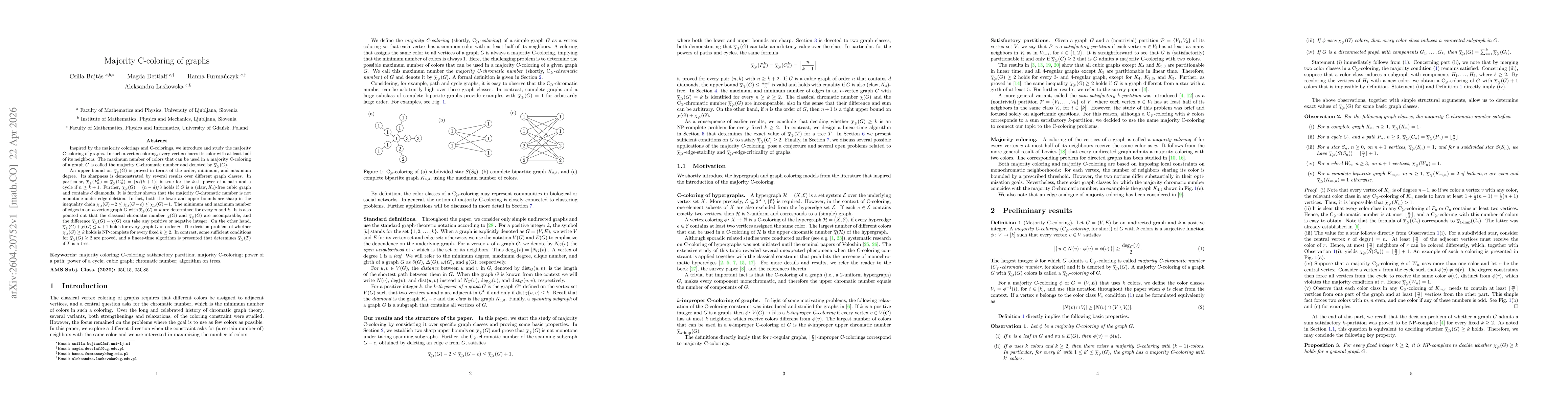Thumbnail for Majority C-coloring of graphs