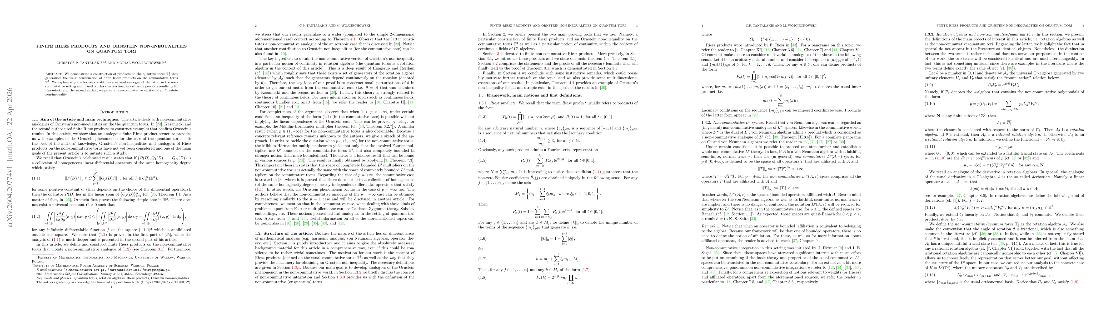 Thumbnail for Finite Riesz products and Ornstein non-inequalities on quantum tori