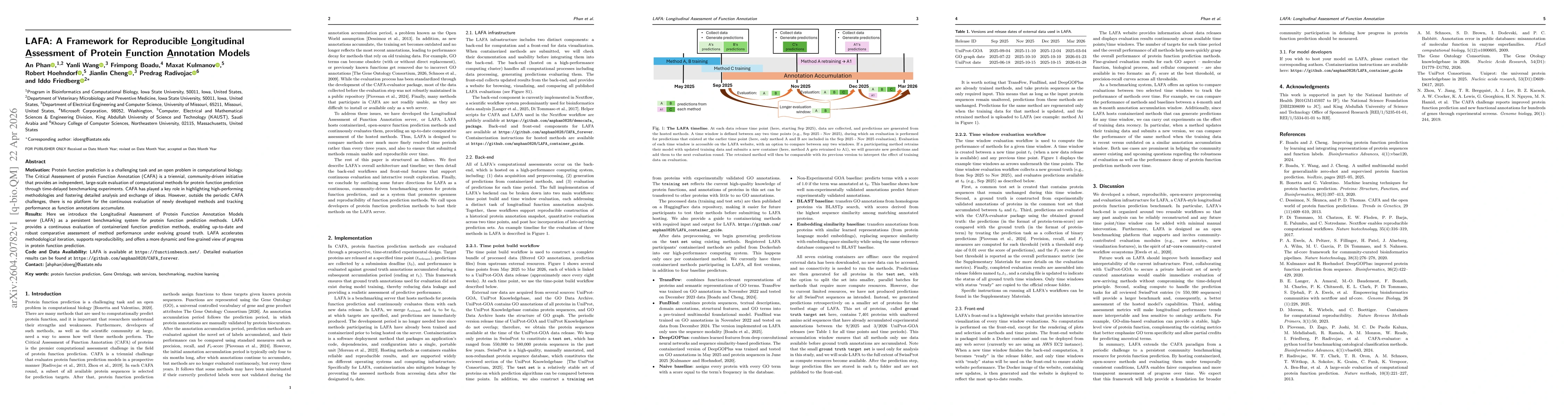 Thumbnail for LAFA: A Framework for Reproducible Longitudinal Assessment of Protein Function Annotation Models