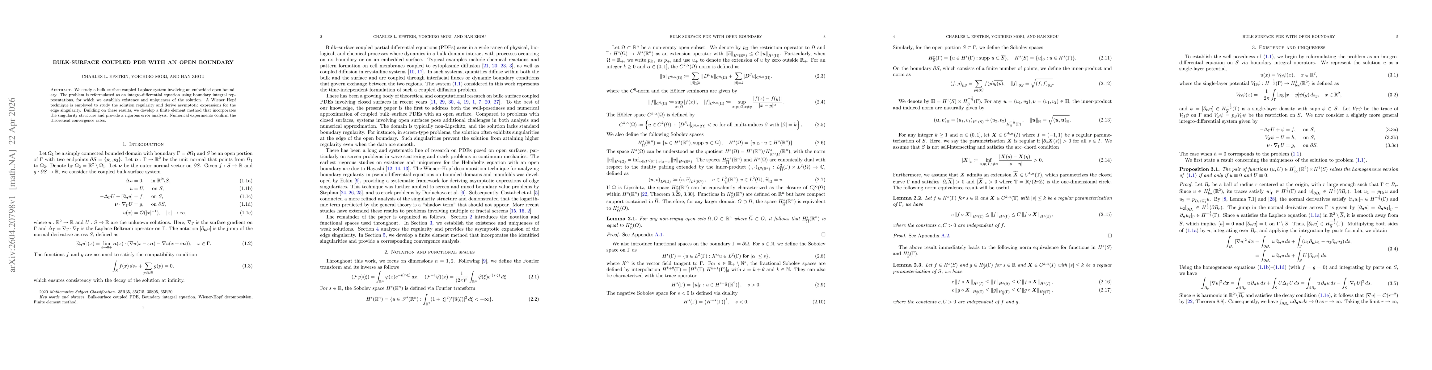 Thumbnail for Bulk-Surface Coupled PDE with an Open Boundary