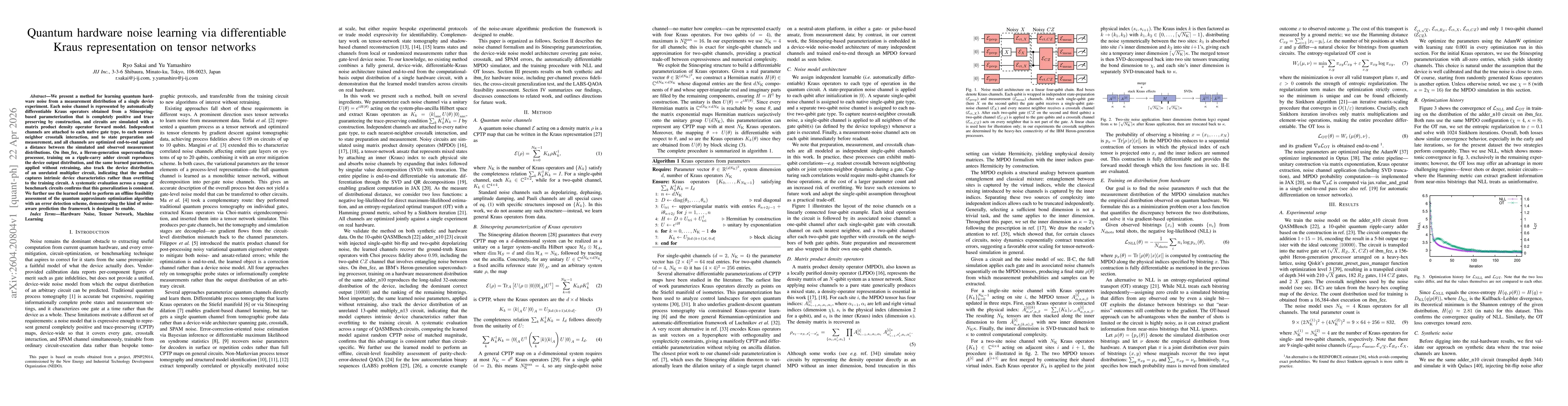 Thumbnail for Quantum hardware noise learning via differentiable Kraus representation on tensor networks