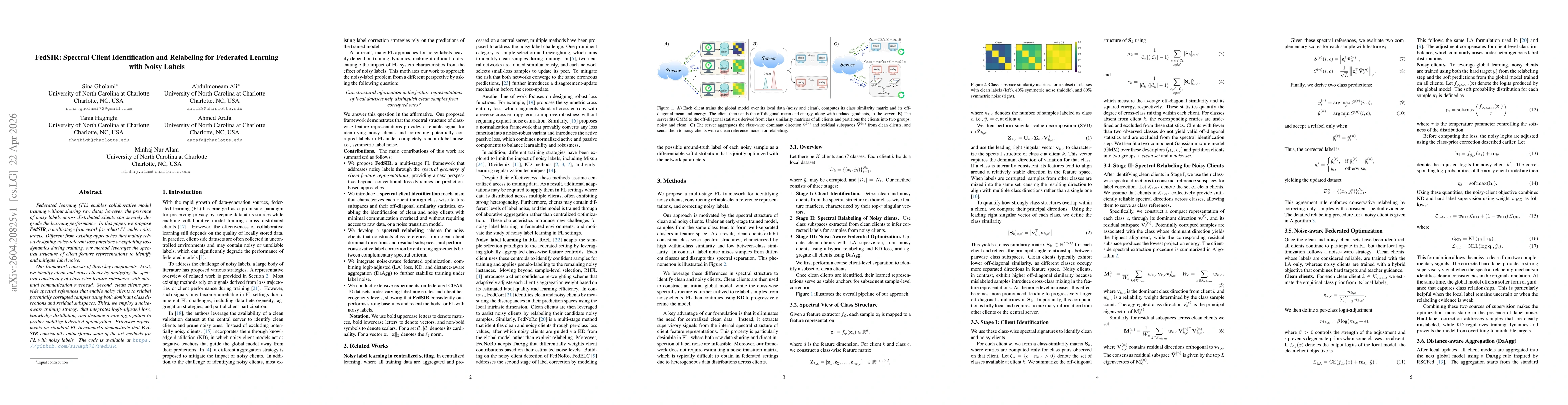 Thumbnail for FedSIR: Spectral Client Identification and Relabeling for Federated Learning with Noisy Labels