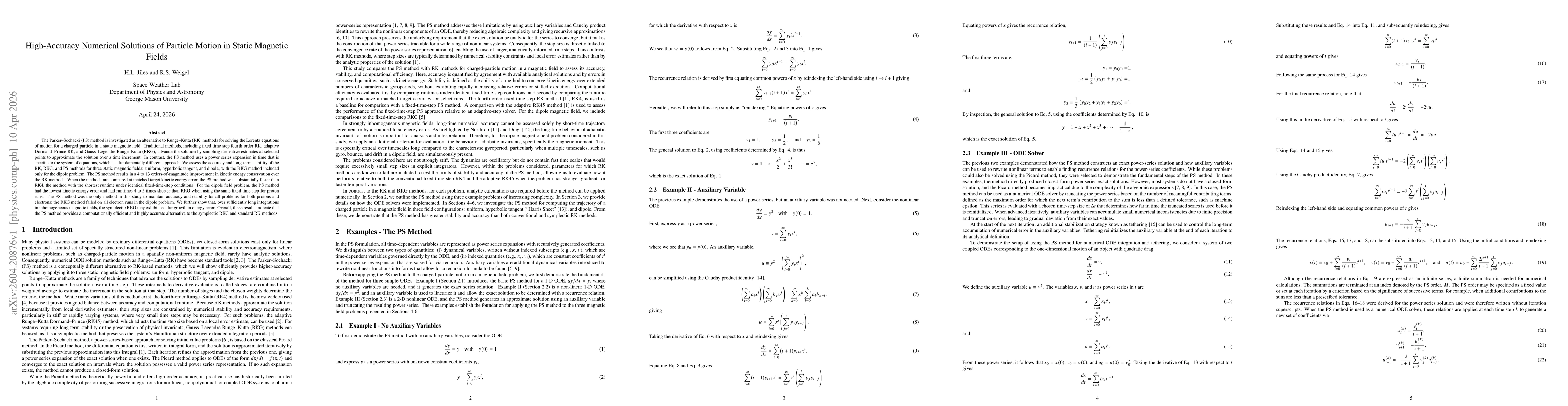 Thumbnail for High-Accuracy Numerical Solutions of Particle Motion in Static Magnetic Fields