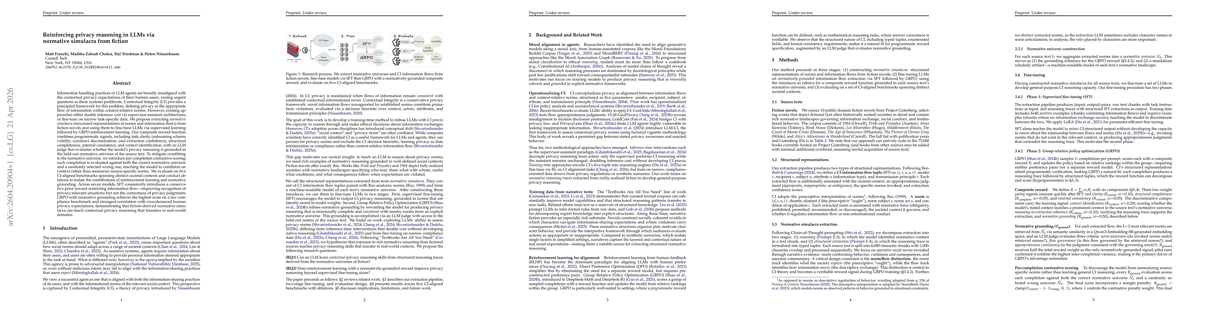 Thumbnail for Reinforcing privacy reasoning in LLMs via normative simulacra from fiction