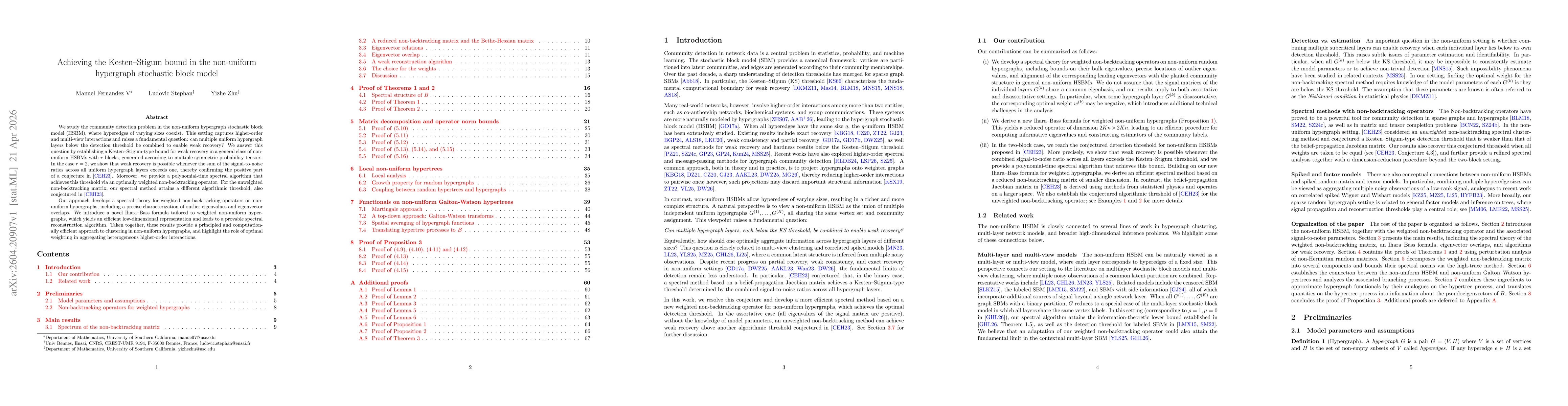 Thumbnail for Achieving the Kesten-Stigum bound in the non-uniform hypergraph stochastic block model