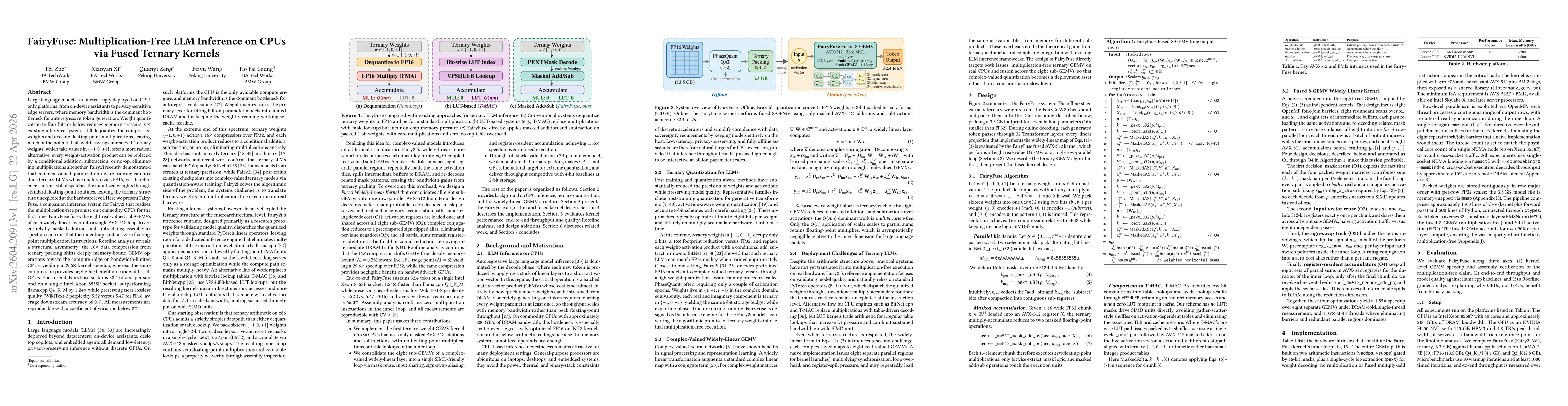 Thumbnail for FairyFuse: Multiplication-Free LLM Inference on CPUs via Fused Ternary Kernels