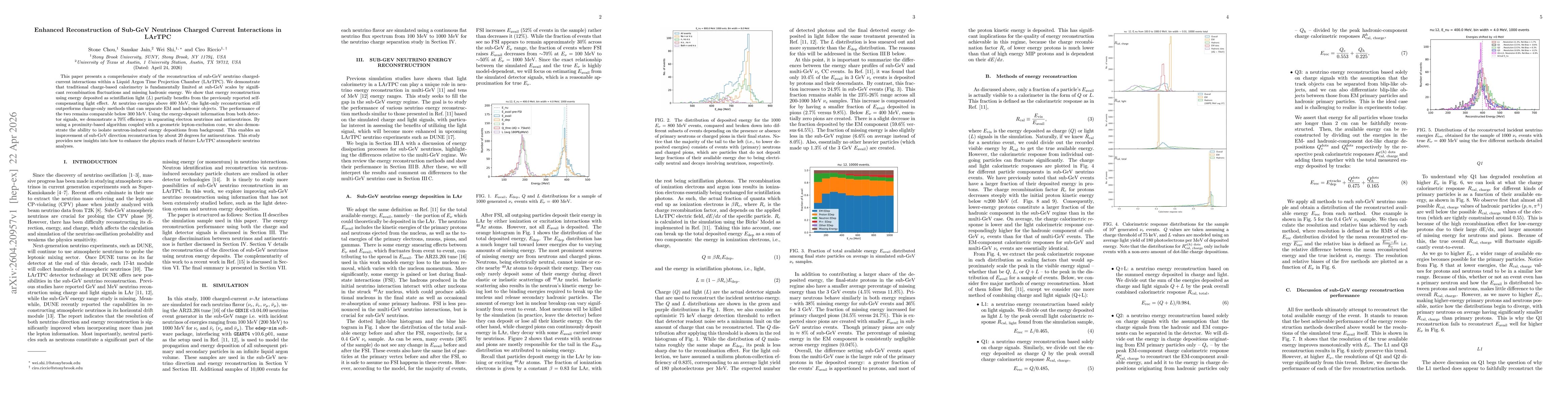 Thumbnail for Enhanced Reconstruction of Sub-GeV Neutrinos Charged Current Interactions in LArTPC
