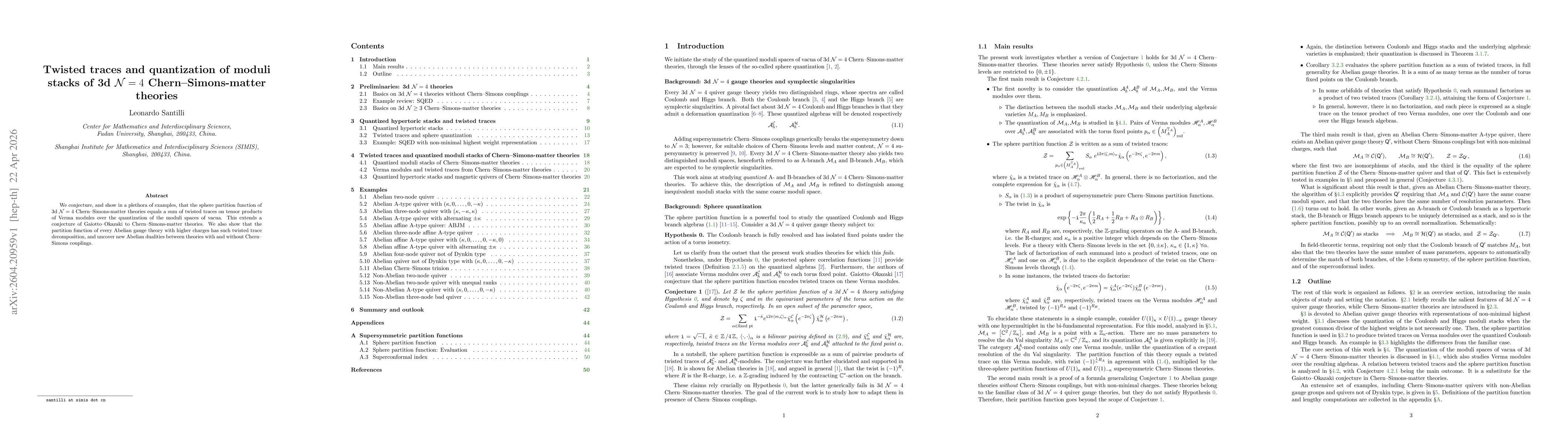 Thumbnail for Twisted traces and quantization of moduli stacks of 3d $\mathcal{N}=4$ Chern-Simons-matter theories