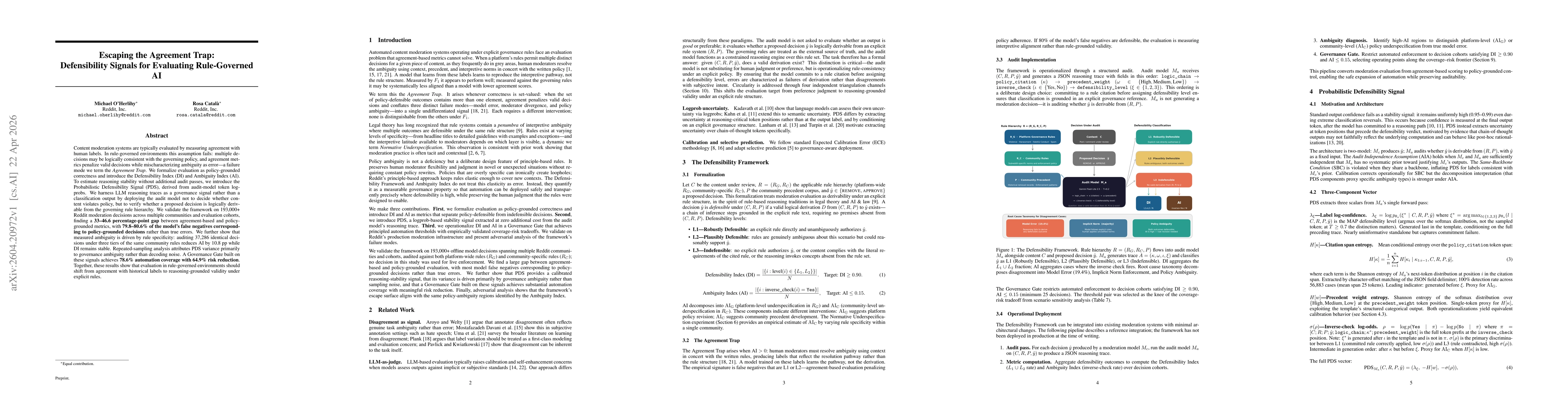 Thumbnail for Escaping the Agreement Trap: Defensibility Signals for Evaluating Rule-Governed AI